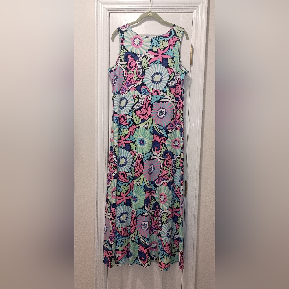 Talbots Plus pink Blue Paisley Print maxi Dress size 1X - Picture 2 of 6
